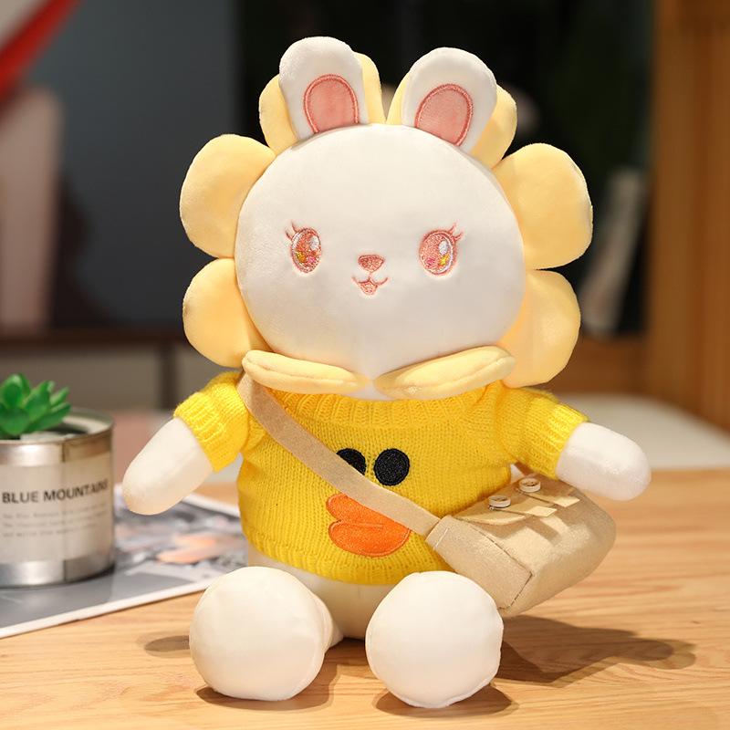 Cute Sun Flower Drag Rabbit Plush Doll Doll Creative Children's Rag Doll White Rabbit Birthday Gift