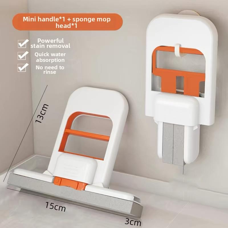 Foldable Mini Mop Table top Handheld Sponge Water Absorbing Mop Bathroom and Kitchen Cleaning Small Mop