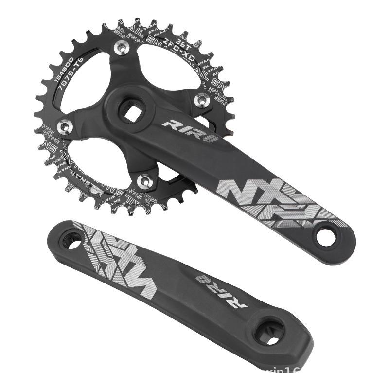 RIRO Mountain Bike Crankset, Square Hole, 10/11-Speed, 104BCD, Positive/Negative Tooth, Single/Double Disc