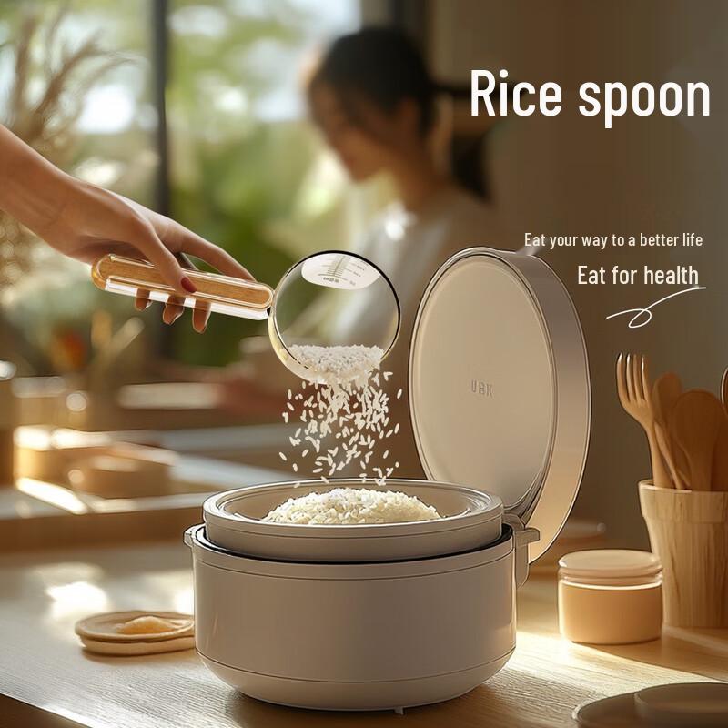 Fumade Transparent Wood Handle Rice Scoop & Sealing Clip (4-pack)