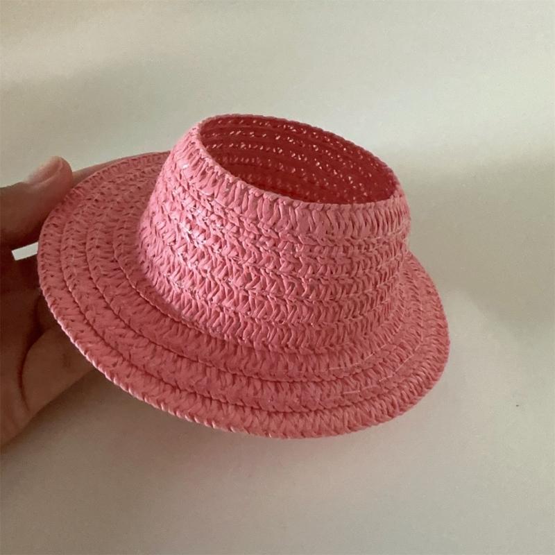 Doll Sun Hat With Ear Cutouts Empty Top Straw Hat  For Costume Cosplay Decorative Party Accessory In Assorted Color