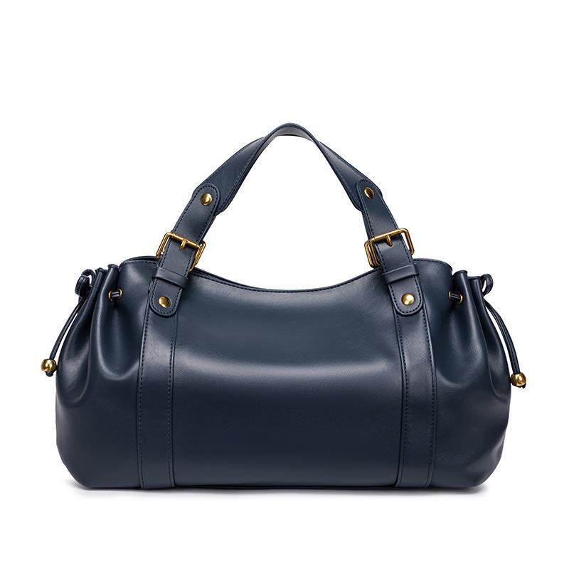 Women'S Bag Large Capacity Winter And Spring Soft Leather Pleated Handbag Shoulder Bag Commuter Pillow Bag
