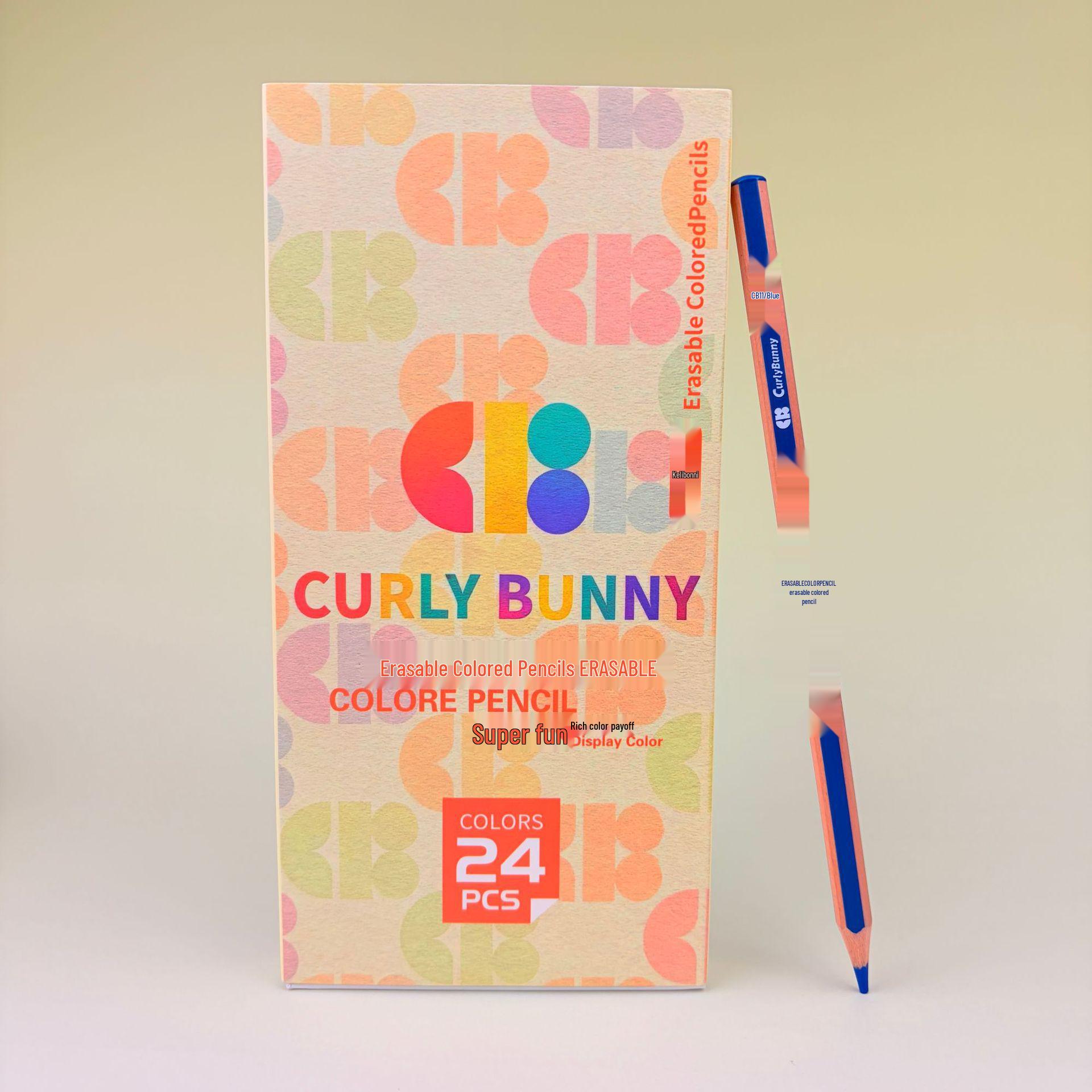 

Curly Bunny Erasable Colored Pencil Set for Kids - 24, 36, or 48 Colors