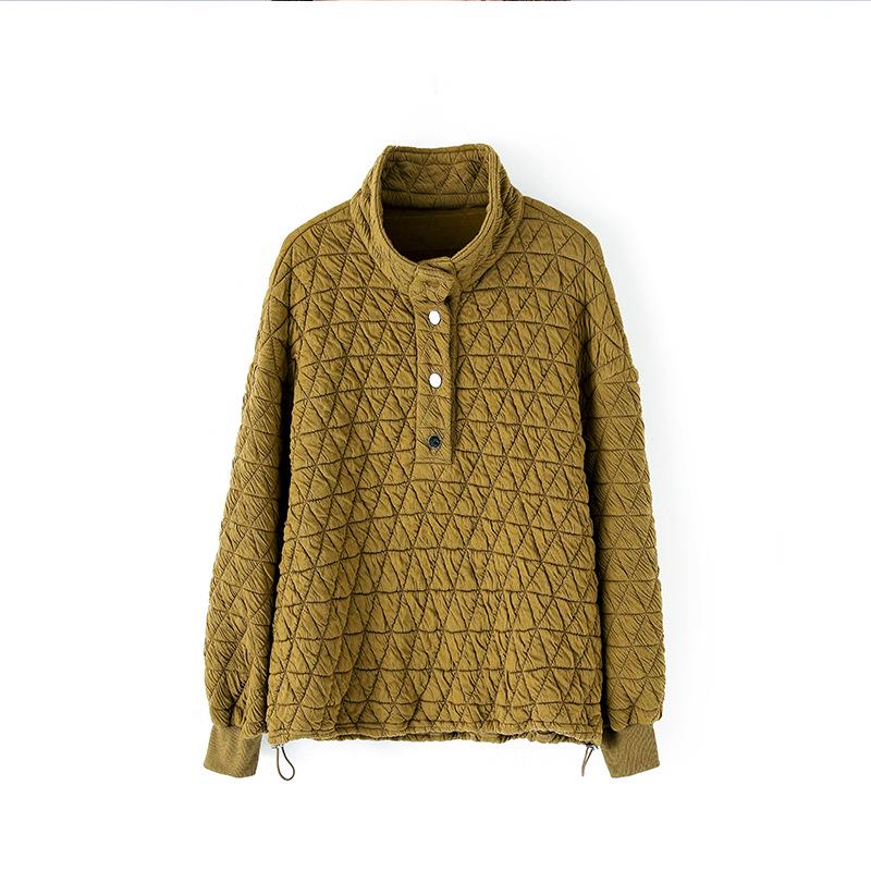 Women's 2024 Autumn/Winter Quilted Sweatshirt - Loose Casual Pullover for Middle-Aged Fashion