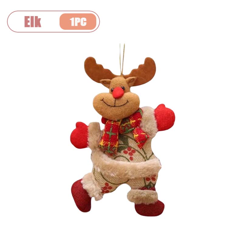 Christmas Hanging Ornaments Cute Fabric Dolls Santa Snowman Reindeer Bear Decorations for Christmas Tree Holiday Party Gift