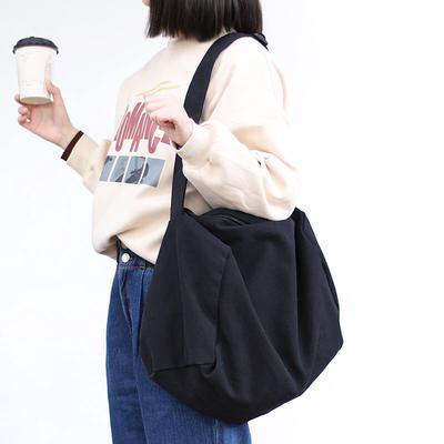 Bolsas de ombro femininas pretas de lona para meninas, bolsas femininas de cor sólida, bolsa escolar para compras de livros, bolsa transversal feminina de viagem
