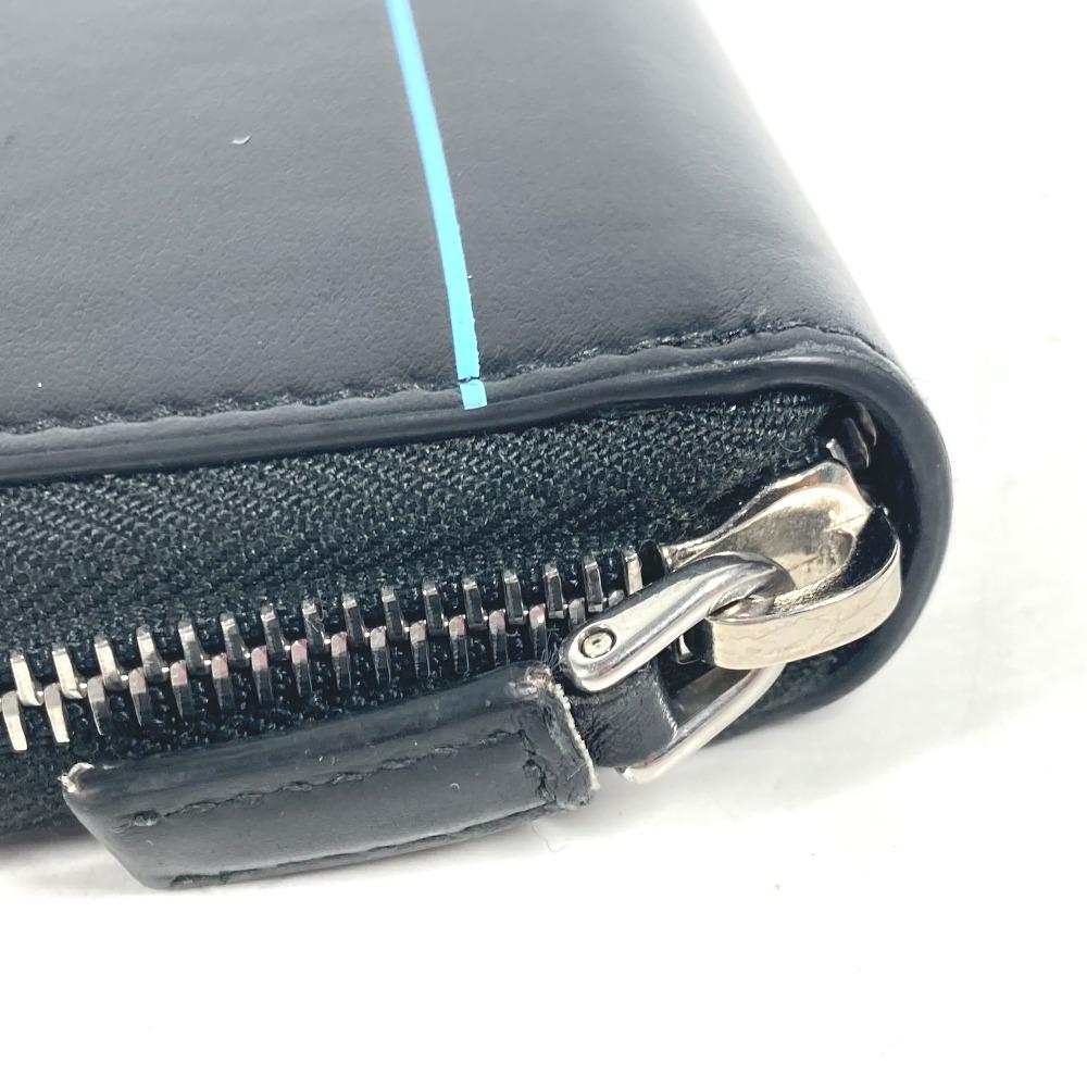 Prada 2ML317 Logo City Sports Zip Around Long Wallet Leather Black/blue