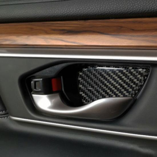 4X Door Inner Handle Panel Trim Cover Carbon Fiber For Honda CR-V CRV 2007-2011