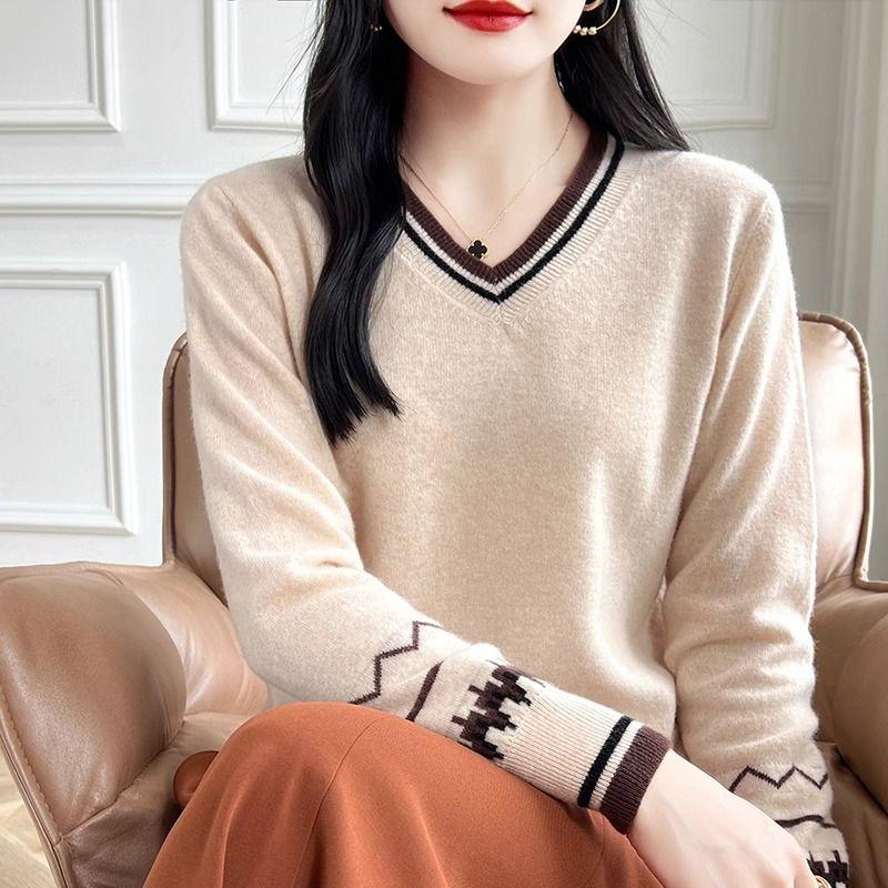 WTEMPO Women Long Sleeve Pullover Sweater Soft Comfortable Jumper Fashion Knitwear Loose Sweater