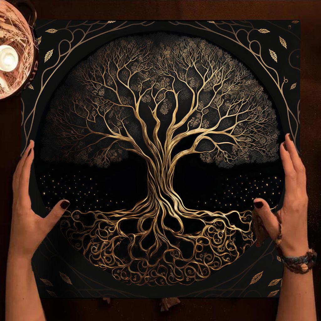 Altar Tuch Tarot Matte Tisch Tuch Hexerei Quadrat Altar Wicca Spiritueller Altar Tuch Lebensbaum 50x50cm/75x75cm