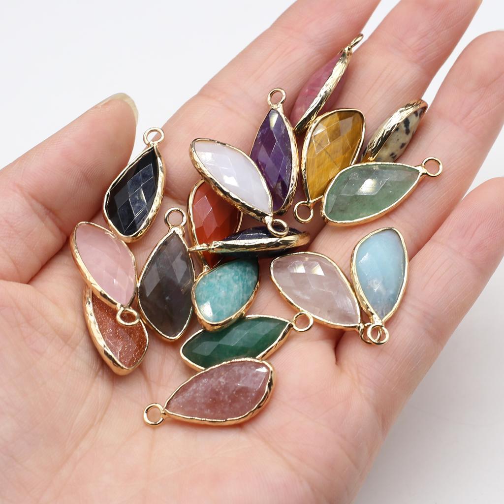 2Pcs, Aura Healing Crystal Pendant, Bohemian Style Natural Stone Agate Amethyst Gemstone Handcrafted Irregular Charms Jewelry Making DIY Crafts