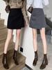 Irregular Gray High-Waist Petite A-Line Midi Skirt for Women - Slimming, Hip-Hugging, Spring/Autumn Temperament.