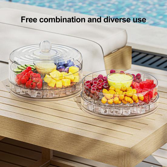 Drehbarer Lebensmittelaufbewahrungsbehälter Große Kapazität 4 Fächer BPA-frei Staubdicht Früchte Gemüse Salat Organizer Tablett