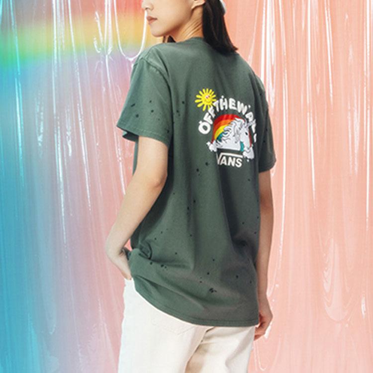 Vans Unicorn Print Short Sleeve T-Shirt Women tops Thyme-Green VN0A5F5B461