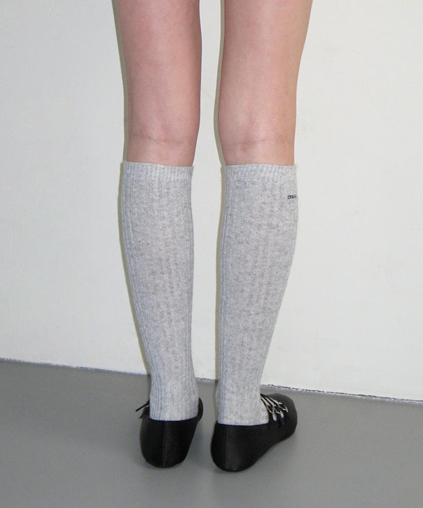 CRANK Logo Cashmere Knee Socks_Light Gray