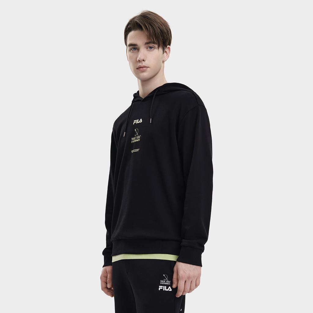 Fila X MAGIC STICK 2023 Autumn New Knit Hoodie Pure Cotton Sweatshirt Men Tops Black F11M339207F-BK