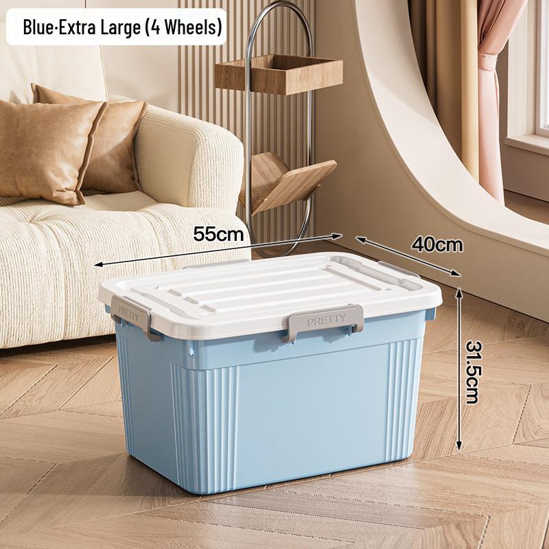 Extra Large Plastic Storage Box with Wheels for Toys, Snacks, Clothes - Thickened Container for Living Room & Bedroom