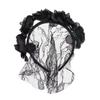 Women Elegant Fashion Rose Design Lace Veil Headwear Retro Mask for Halloween Party