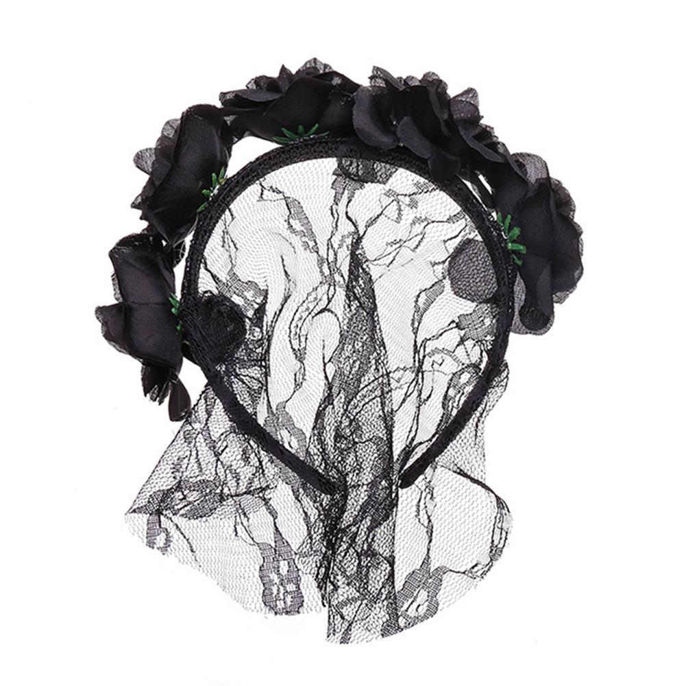 Women Elegant Fashion Rose Design Lace Veil Headwear Retro Mask for Halloween Party