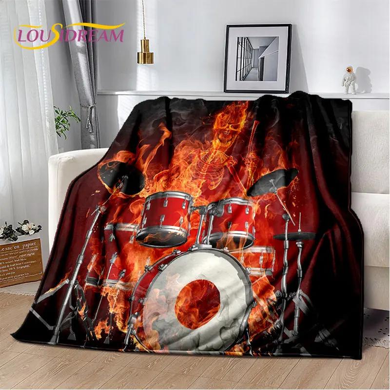 Kit de tambor musical, conjunto de instrumentos, cobertor de pelúcia macio, cobertor de flanela, cobertor para sala de estar, quarto, cama, sofá, piquenique, criança