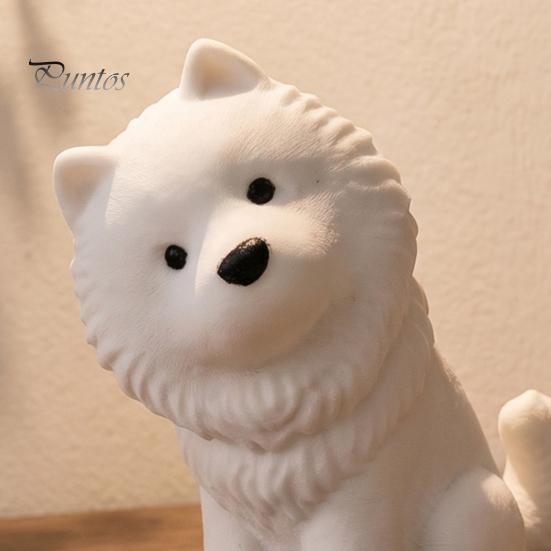 Desktop Decoration for Dog Lovers Cute Sitting Samoyed Figurine, 3D Printed Smiling Puppy Statue, Healing Small Collectible Animal Ornament