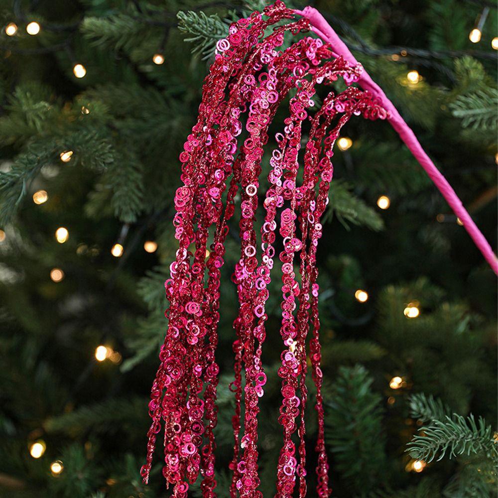 2pcs Sequins Artificial Christmas Glitter Branches Merry Christmas Decoration