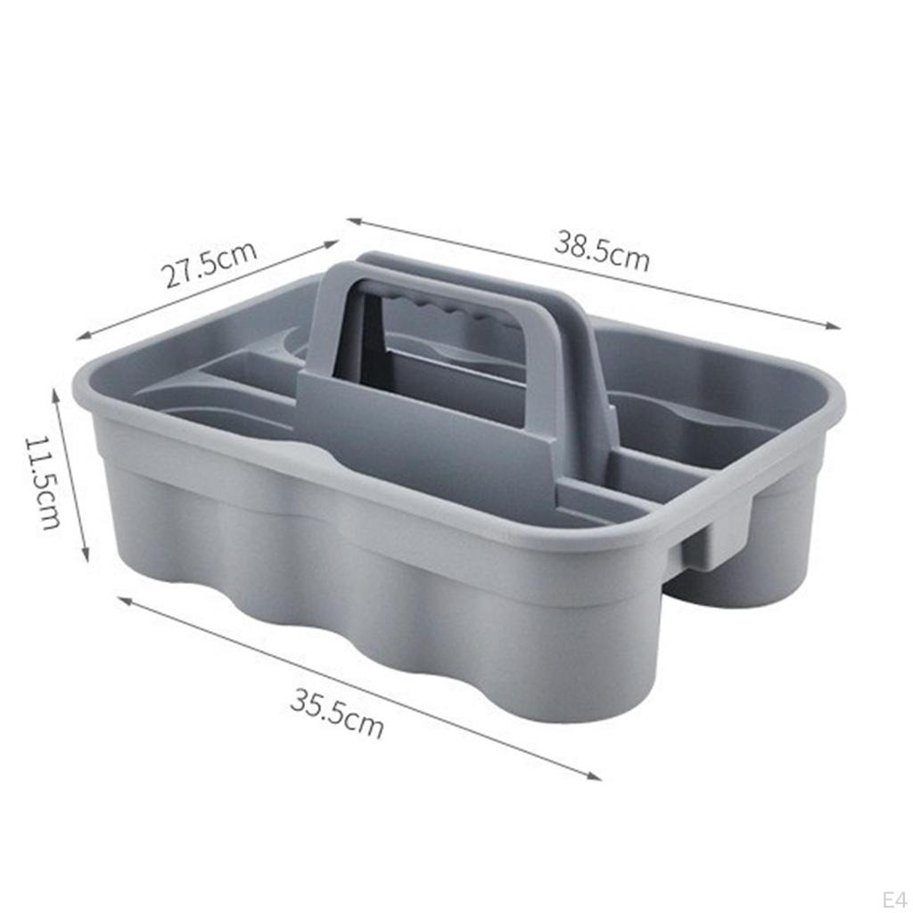 Cleaning Product Organizer Storage Tray with Handle Grey Basket 38.5x27.5x11.5cm for