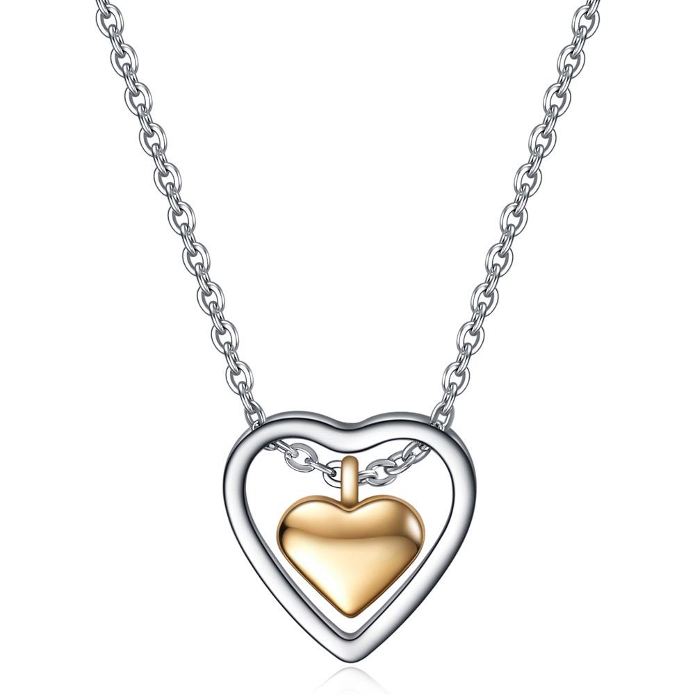 18MM Double Heart Stainless Steel Necklace with Custom Engraving for Women