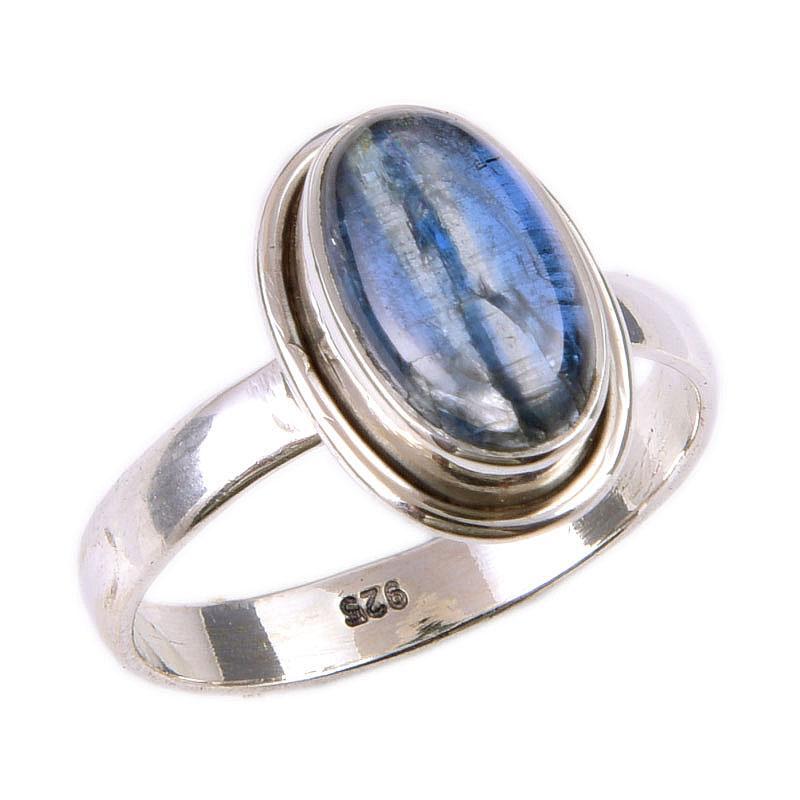 Natürlicher Kyanit Edelstein Handgefertigt 925 Massiv Sterlingsilber Geschenkring S.8 c3C63
