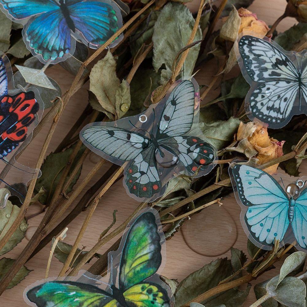 40PCS Colorful Butterfly Scrapbook Sticker Vintage Mobile Sticker Stationery Sticker Scrapbooking