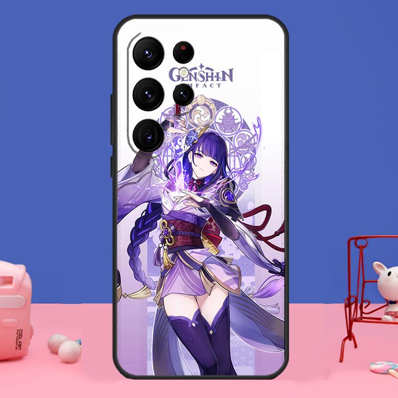 Genshin Impact Raiden Shogun Cover For Samsung Galaxy S24 S23 S22 S21 S20 FE Ultra Plus S8 S9 S10 Note 10 20 Ultra Case
