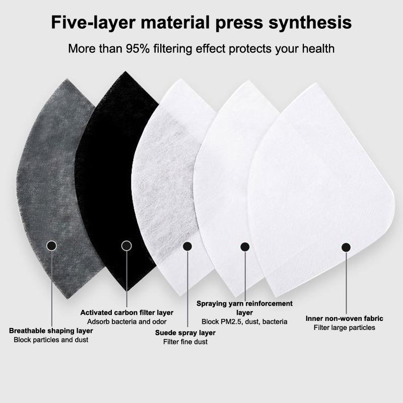 New Cycling Face Mask With Filter Goggles Dust Mask Sport Washable Reusable Facemask For Men Bandana Actived Carbon Filters