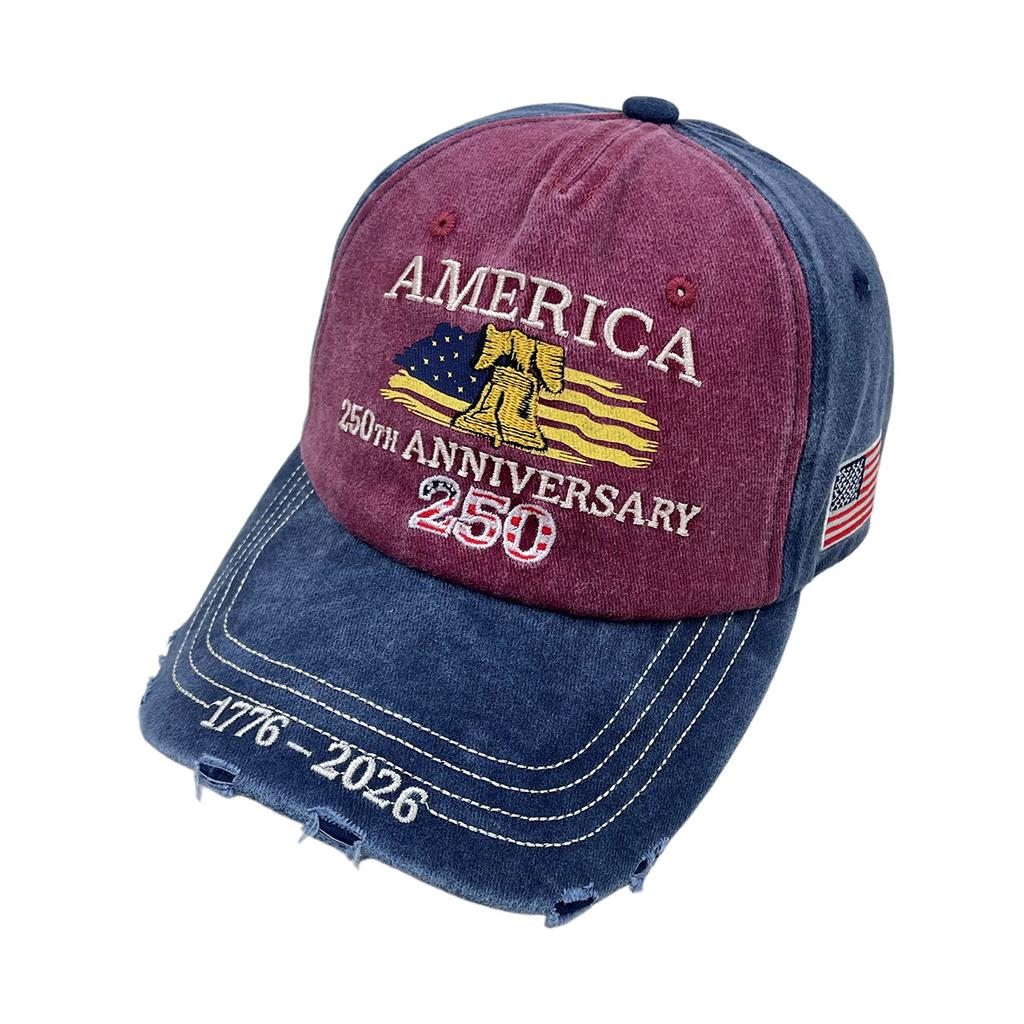 Baseball Cap Flag Embroidery 250Th Anniversary Of The Founding Of The United States Hat Washed Embroidery Sunshade Cap