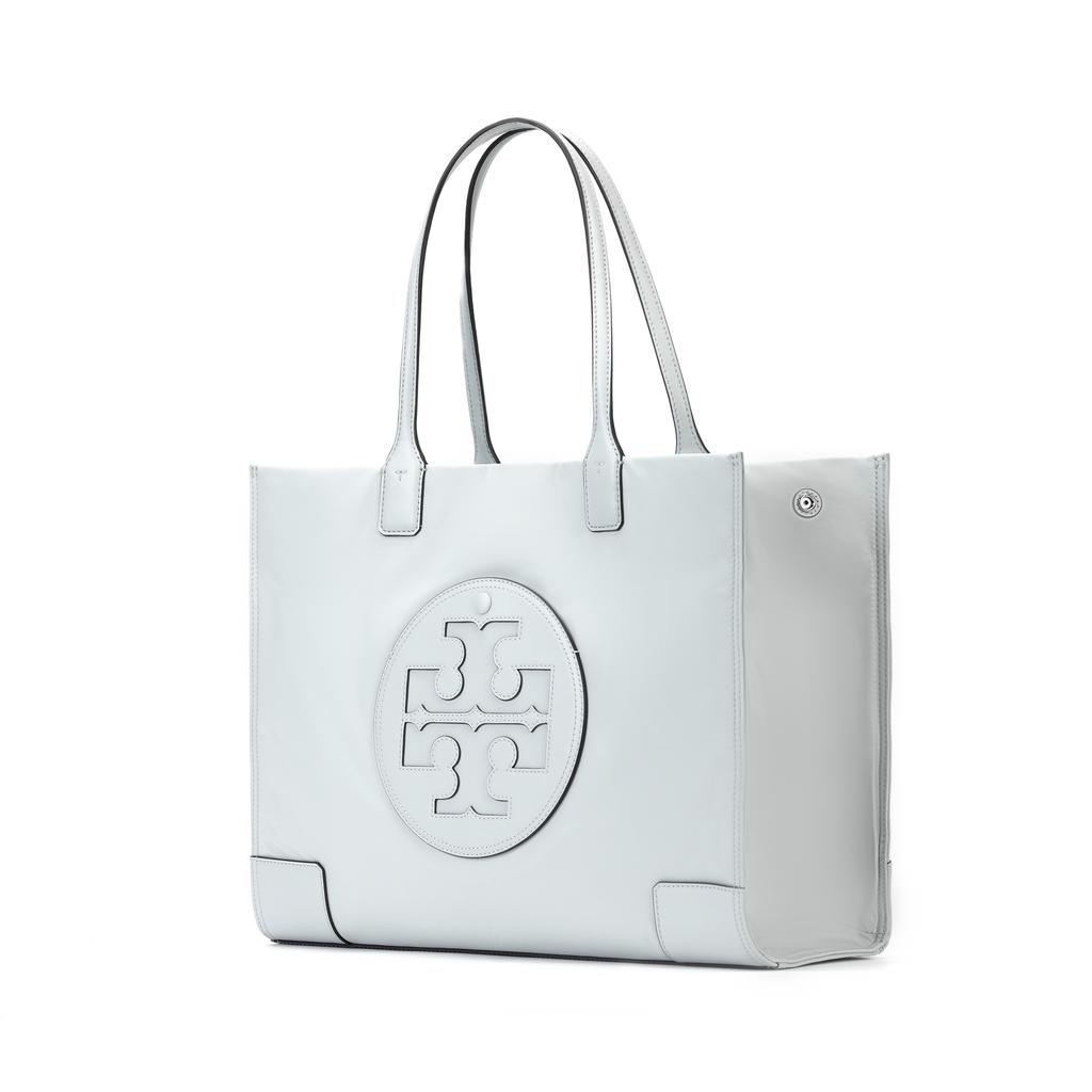 Tory Burch Ella Double T Logo Large Capacity Daily Tote Bag Women Tote Gray Blue 87116-401
