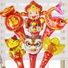 10/30/50PCS New Year God of Wealth Gold Ingot Lucky Cat Stick Balloon Handheld Stick Celebrate Spring Festival Gala Supplies