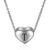 Stainless Steel Heart Initial Pendant Necklace, 26 Letters, Women's Titanium Steel.