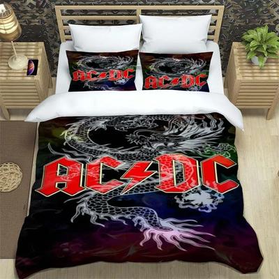 ACDC Band Pattern Quilt Cover With Pillowcases 3D Digital Printed Bedding Set Twin Full Queen King Christmas Gift