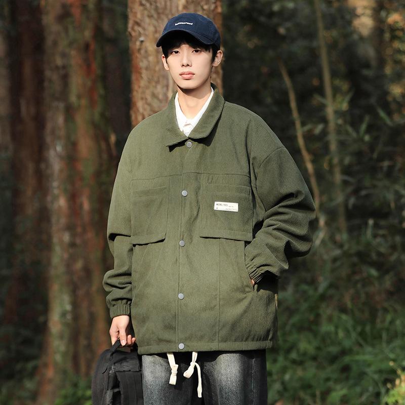 

Весенне-осенняя новая куртка для пар на открытом воздухе из вельвета с лацканами, свободные топы 4XL