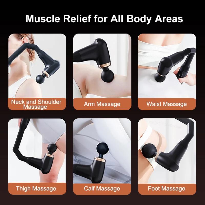 Fascia Gun Portable Massage Gun Deep Tissue With Extended Handle U-Shaped Back Massager Body Massager for Neck Shoulder Back Leg