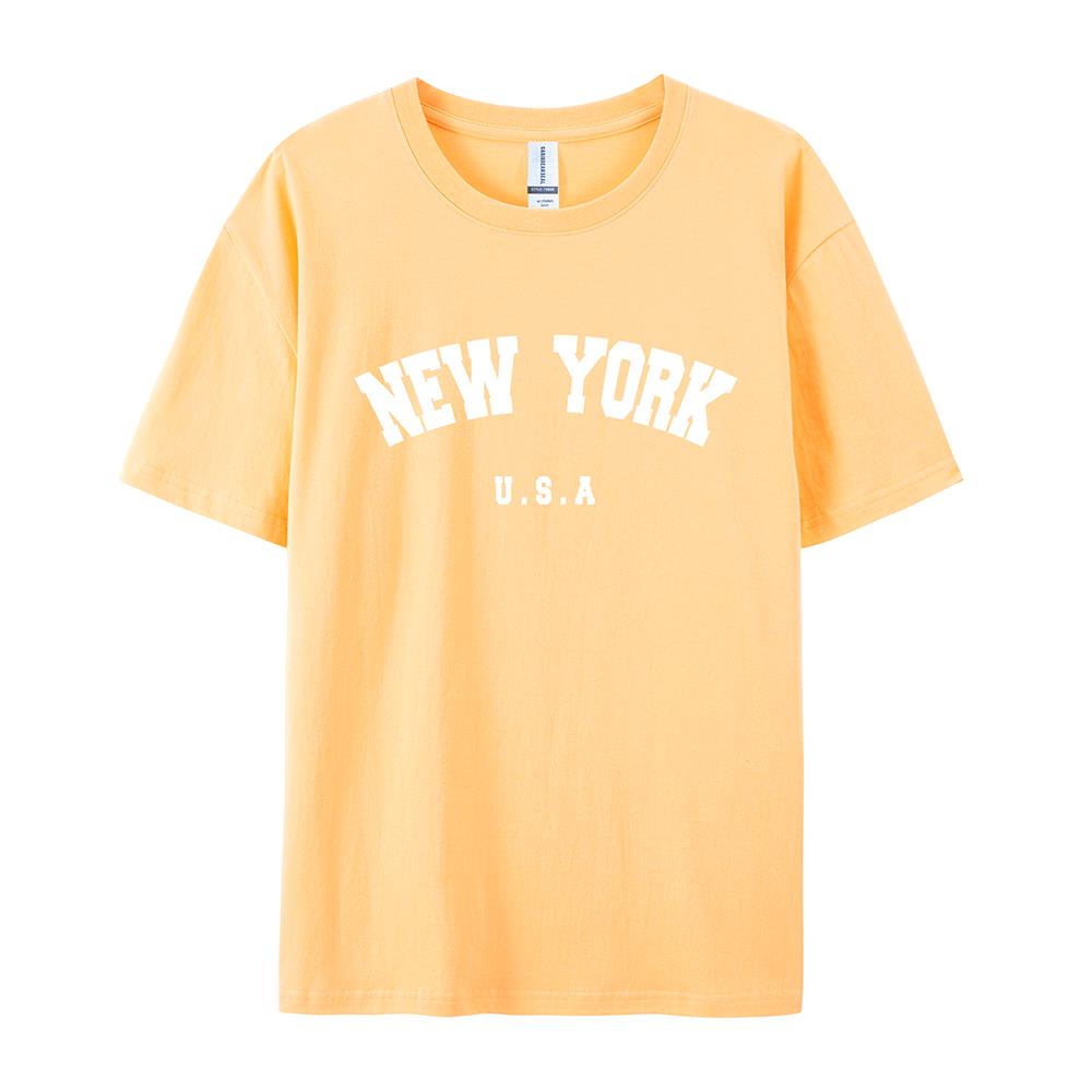NEW YORK U.S.A Street Letter Style Printed Women T-Shirts Cotton Quality Short Sleeve Summer Breathable Hip Hop Tee Clothing