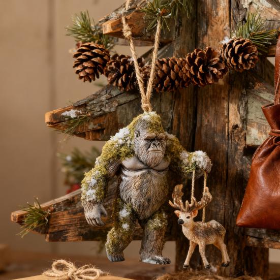 Sasquatch Christmas Ornament 2D Flat Acrylic Hanging Charm Xmas Tree Decoration Festive Gift for Surf Lovers