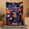 Custom Name Personalized Coraline Print Blanket, Home Decor, Bedroom, Sofa, Camping, Couch, Gifts for Birthday Christmas