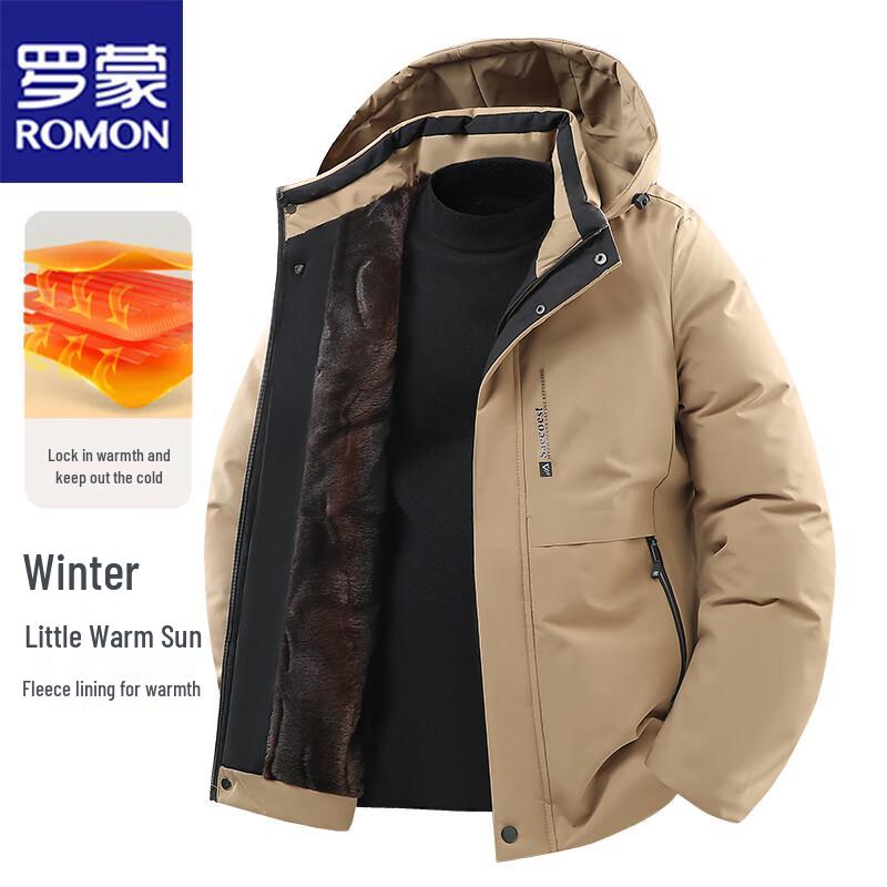 ROMON Men's Winter Padded Jacket with Removable Hood