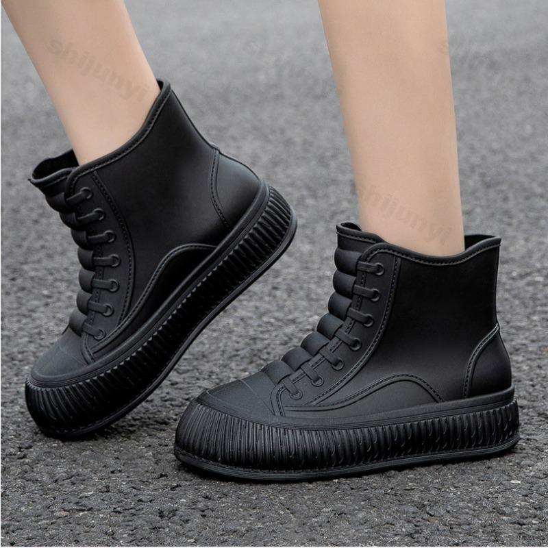 Fashion New Women's Rain Boots Rubber Shoes Non-Slip Waterproof Shoes Outdoor Wear-Resistant Kitchen Work Waterproof Fashion Boots