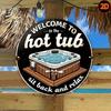 Vintage Hot Tub Metal Wall Art Round Sign Rustic Bathroom Home Decor