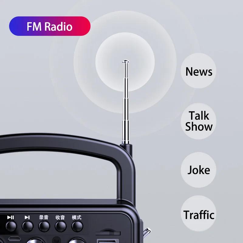 Portable Bluetooth Speaker Karaoke FM Radio Bass Boombox Waterproof Outdoor USB Speakers Support AUX Music Subwoofer Loudspeaker