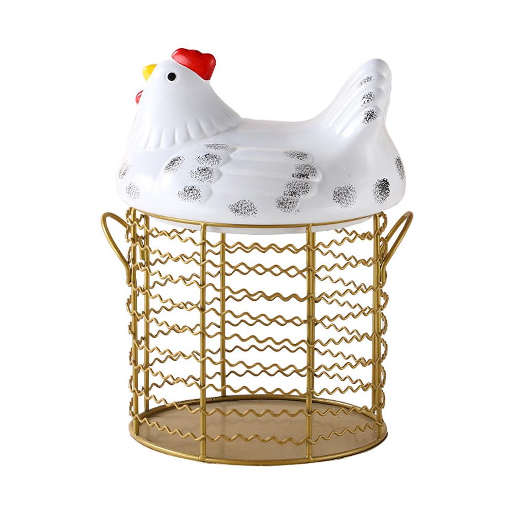 Fruit Basket Durable Wire Chicken Shape Organizer For Fresh Fruits Vegetables Ceramic Storage Basket