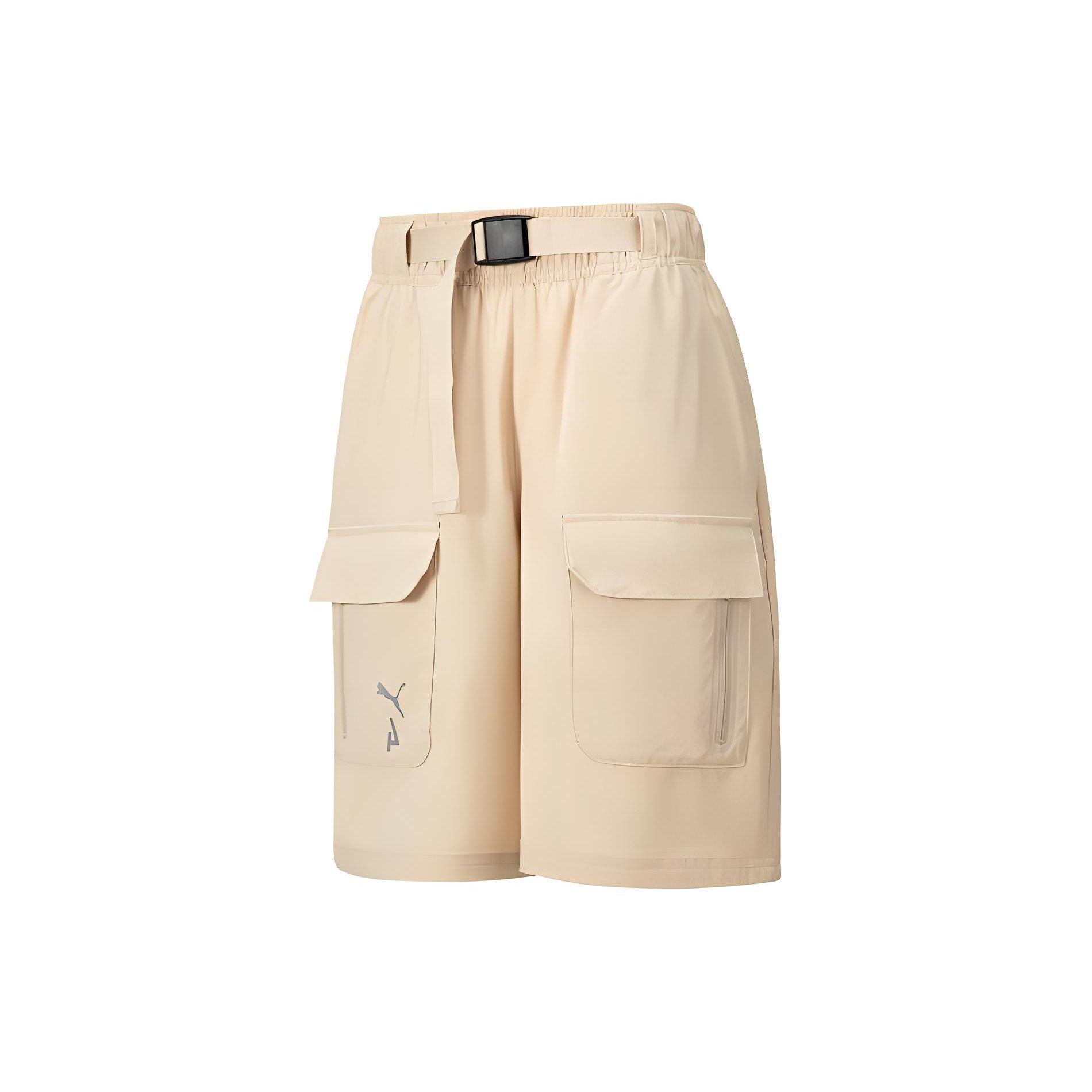 

PUMA Solid Color Pocket Straight Loose Casual Shorts Men shorts Oatmeal 524155-88 S