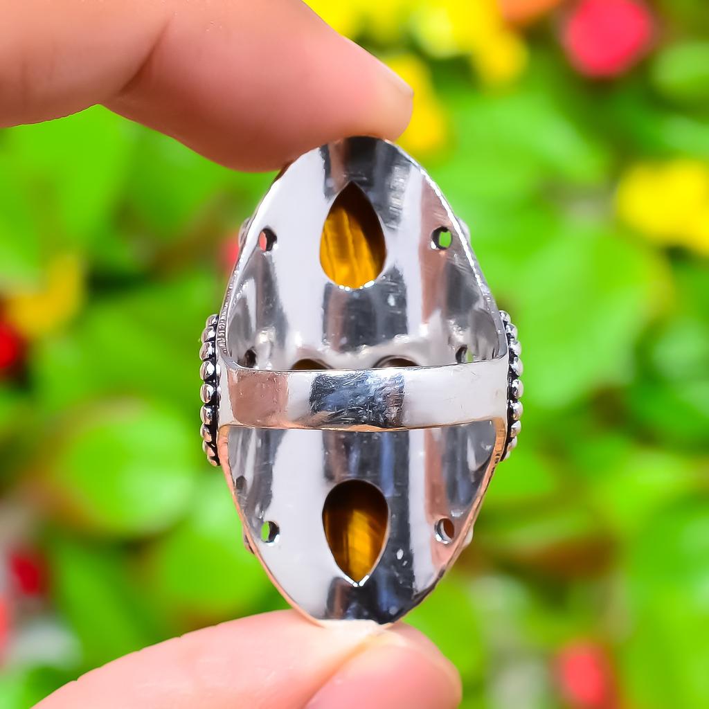 Tiger Eye Gemstone 925 Sterling Silver Gift Jewelry Ring Size 10