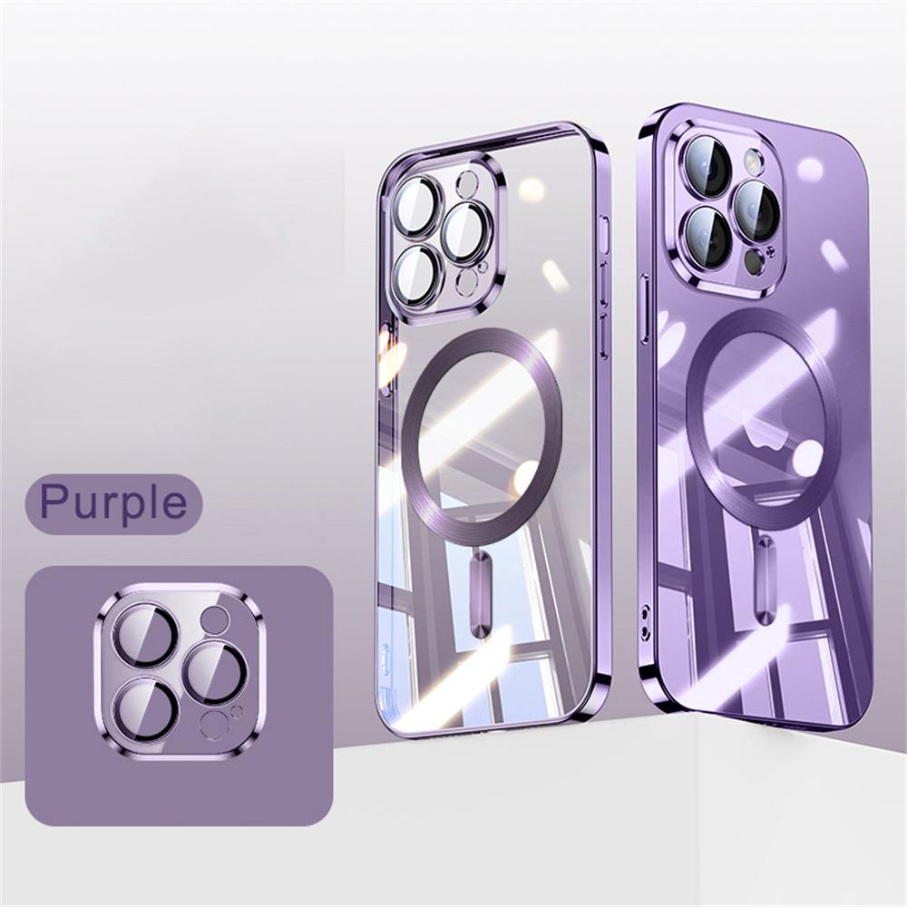 Soft Plating Wireless Charge For Magsafe Phone Case For iPhone 17 15 14 13 12 11 16 Pro Max Magnetic Clear Back Covers